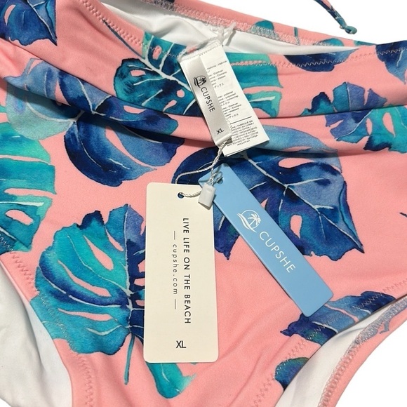 Cupshe Tropical Ruffle Halter High-Waisted Bikini Size XL NWT - Picture 11 of 11
